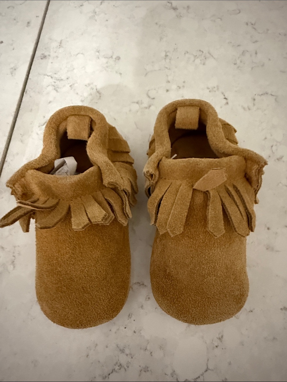 BearPaw Kids Fringe Suede Moccasins - Brown